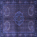 Square Machine Washable Persian Blue Traditional Rug, wshtr1830blu