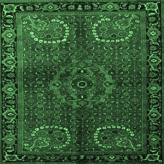 Square Machine Washable Persian Emerald Green Traditional Area Rugs, wshtr1830emgrn