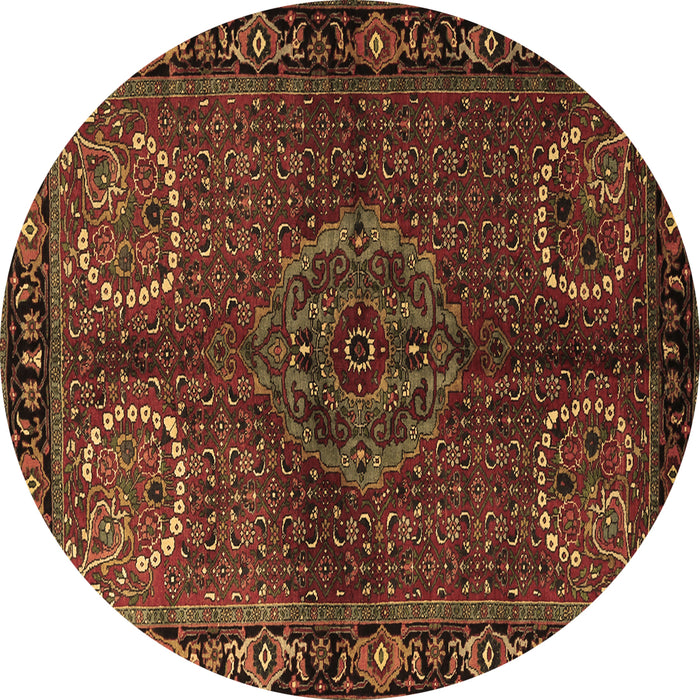 Round Persian Brown Traditional Rug, tr1830brn