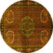 Round Machine Washable Persian Yellow Traditional Rug, wshtr1830yw