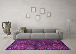 Machine Washable Persian Purple Traditional Area Rugs in a Living Room, wshtr1830pur