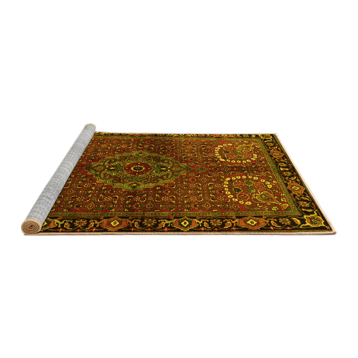 Sideview of Machine Washable Persian Yellow Traditional Rug, wshtr1830yw