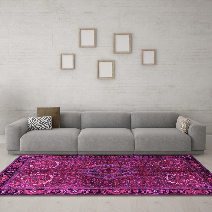 Machine Washable Persian Pink Traditional Rug in a Living Room, wshtr1830pnk