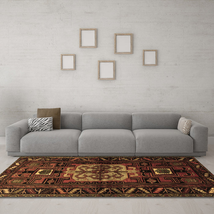Machine Washable Persian Brown Traditional Rug in a Living Room,, wshtr1831brn