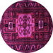 Round Machine Washable Persian Pink Traditional Rug, wshtr1831pnk