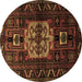 Round Persian Brown Traditional Rug, tr1831brn