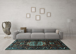 Machine Washable Persian Light Blue Traditional Rug in a Living Room, wshtr1831lblu