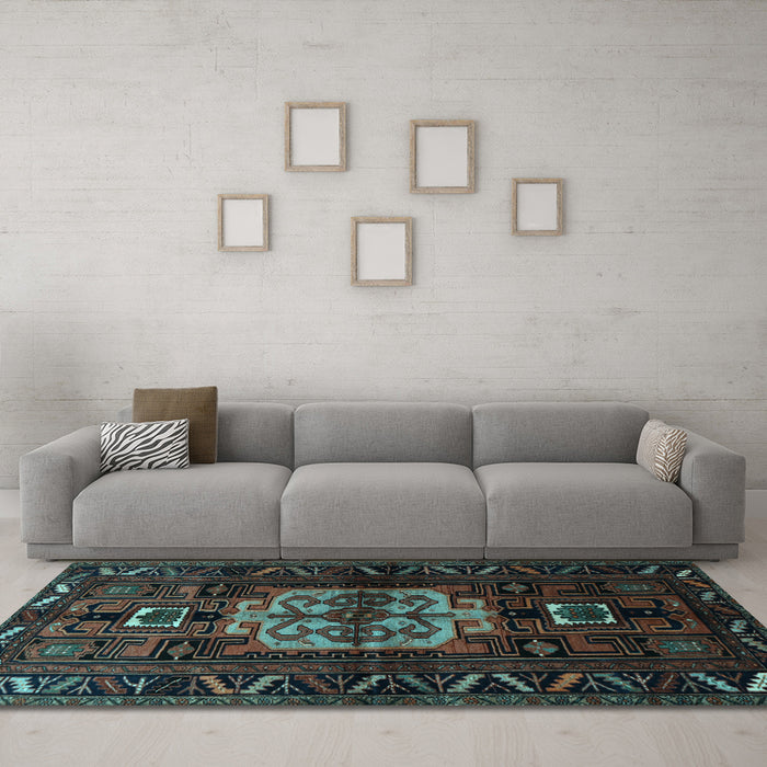 Machine Washable Persian Light Blue Traditional Rug in a Living Room, wshtr1831lblu