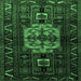 Square Machine Washable Persian Emerald Green Traditional Area Rugs, wshtr1831emgrn