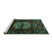 Sideview of Machine Washable Persian Turquoise Traditional Area Rugs, wshtr1831turq