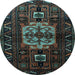 Round Persian Light Blue Traditional Rug, tr1831lblu