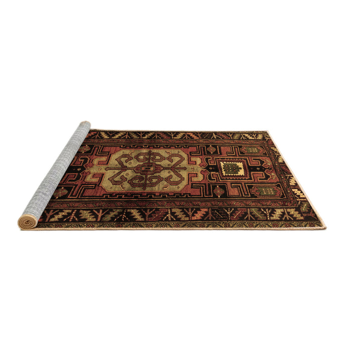 Sideview of Machine Washable Persian Brown Traditional Rug, wshtr1831brn