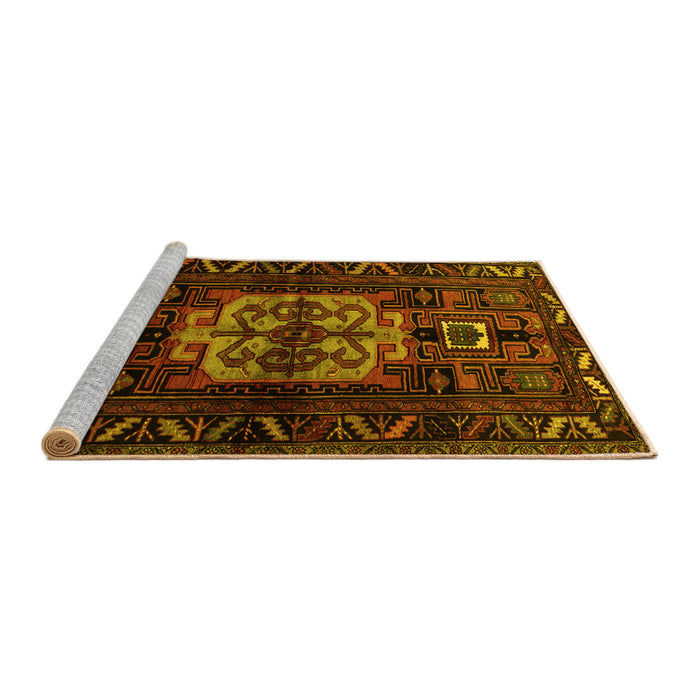 Sideview of Machine Washable Persian Yellow Traditional Rug, wshtr1831yw