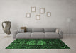 Machine Washable Persian Emerald Green Traditional Area Rugs in a Living Room,, wshtr1831emgrn