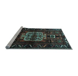 Sideview of Machine Washable Persian Light Blue Traditional Rug, wshtr1831lblu