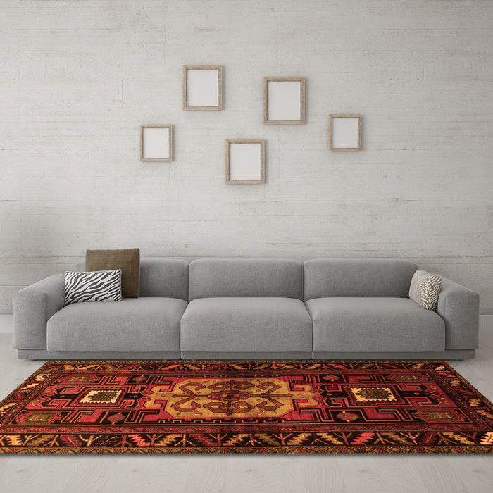 Machine Washable Persian Orange Traditional Area Rugs in a Living Room, wshtr1831org