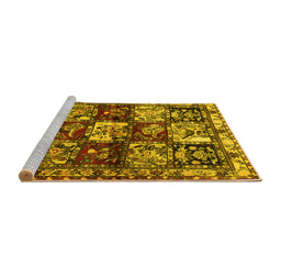 Sideview of Machine Washable Persian Yellow Traditional Rug, wshtr1832yw
