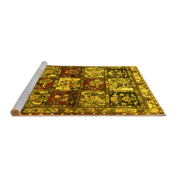 Sideview of Machine Washable Persian Yellow Traditional Rug, wshtr1832yw