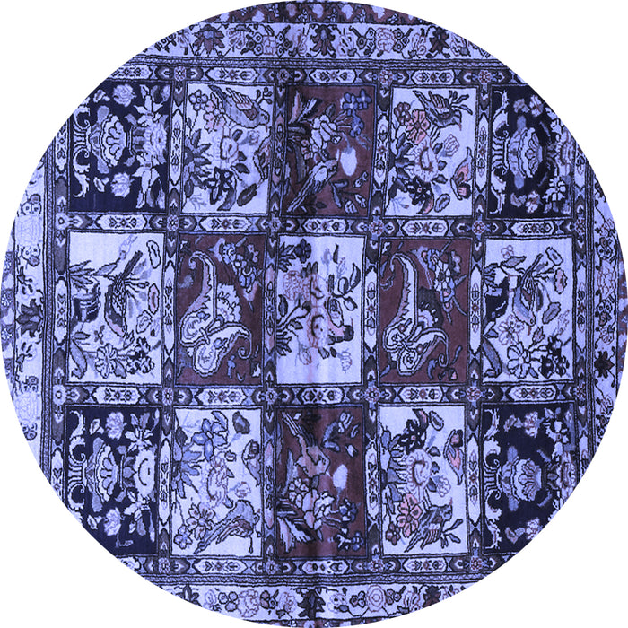 Round Machine Washable Persian Blue Traditional Rug, wshtr1832blu