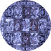 Round Machine Washable Persian Blue Traditional Rug, wshtr1832blu