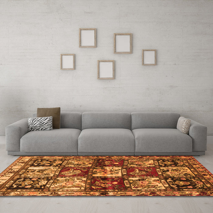 Machine Washable Persian Orange Traditional Area Rugs in a Living Room, wshtr1832org
