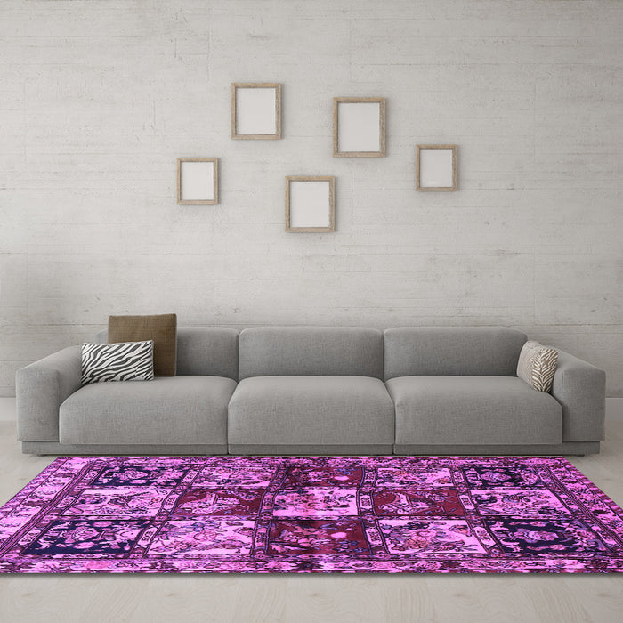 Machine Washable Persian Purple Traditional Area Rugs in a Living Room, wshtr1832pur