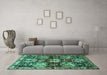 Machine Washable Persian Turquoise Traditional Area Rugs in a Living Room,, wshtr1832turq