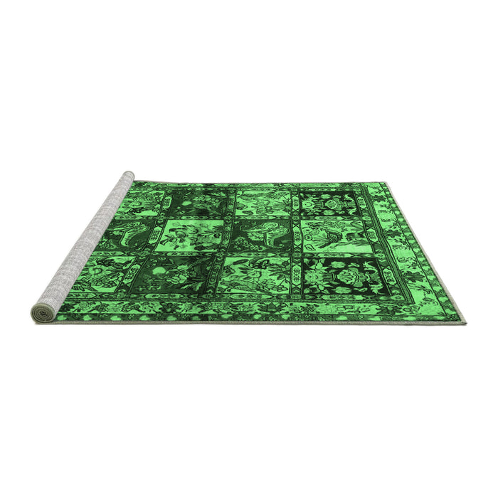 Sideview of Machine Washable Persian Emerald Green Traditional Area Rugs, wshtr1832emgrn