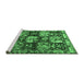 Sideview of Machine Washable Persian Emerald Green Traditional Area Rugs, wshtr1832emgrn