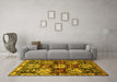 Machine Washable Persian Yellow Traditional Rug in a Living Room, wshtr1832yw