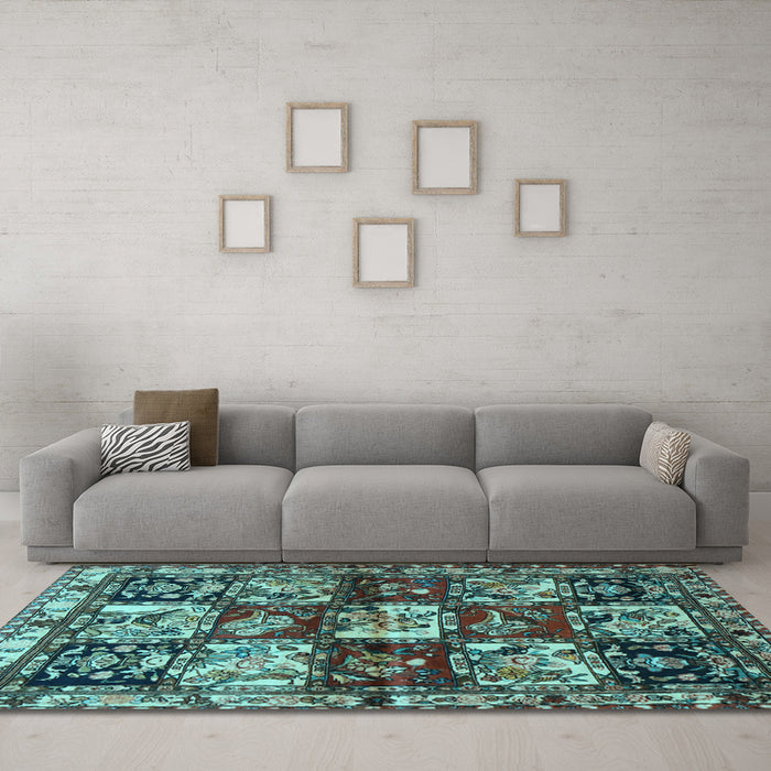 Machine Washable Persian Light Blue Traditional Rug in a Living Room, wshtr1832lblu
