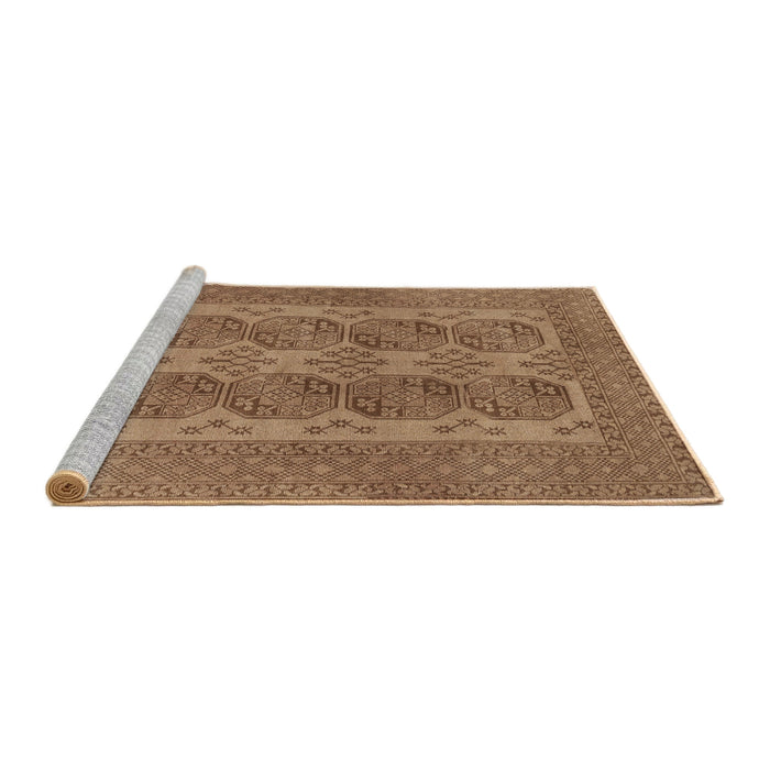Sideview of Machine Washable Traditional Saddle Brown Rug, wshtr1833