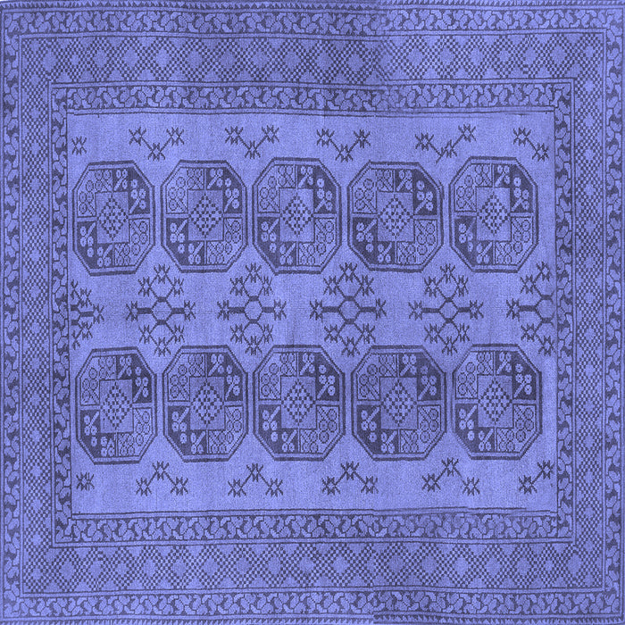 Square Machine Washable Persian Blue Traditional Rug, wshtr1833blu