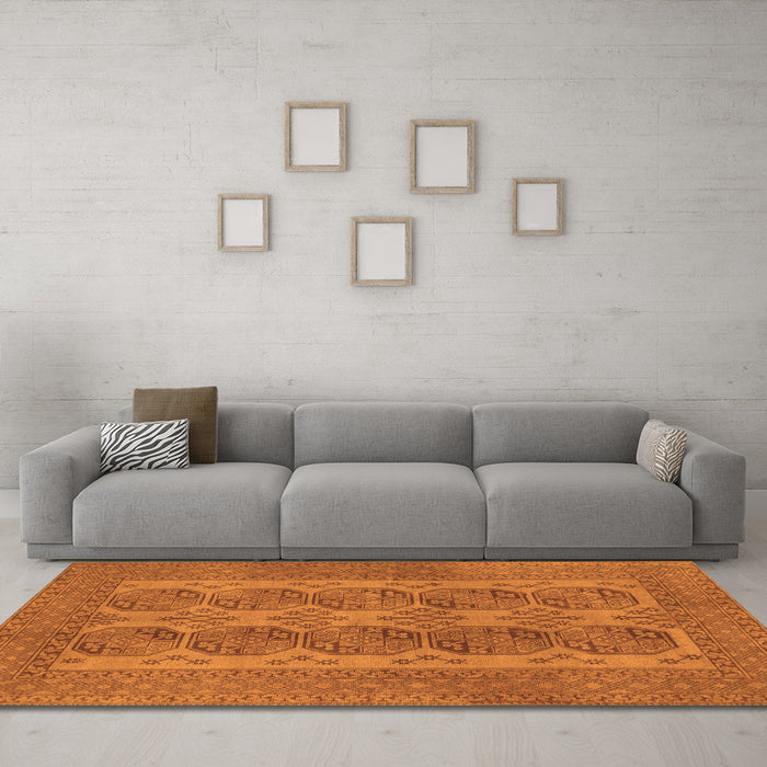 Machine Washable Persian Orange Traditional Area Rugs in a Living Room, wshtr1833org