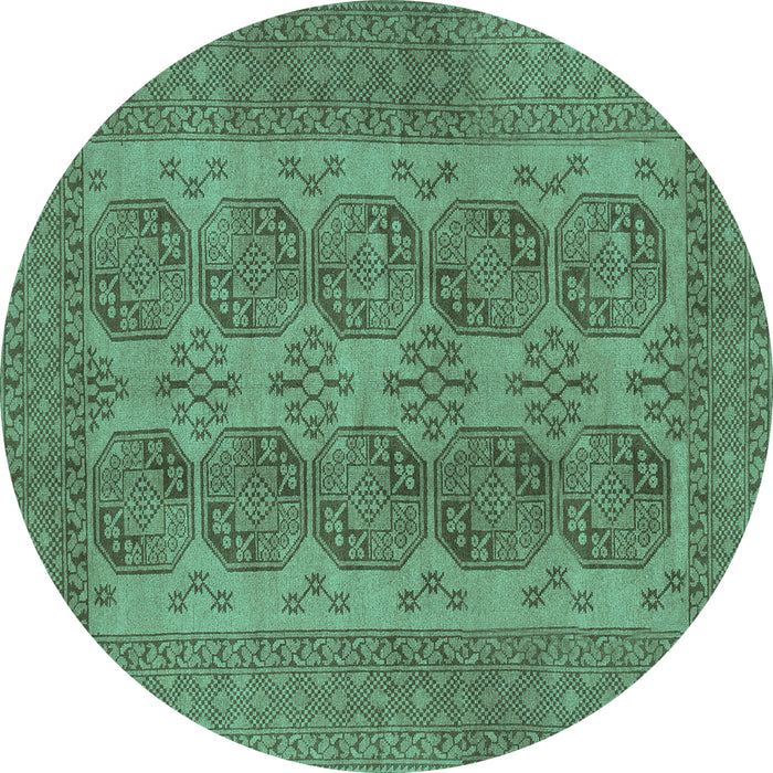 Round Machine Washable Persian Turquoise Traditional Area Rugs, wshtr1833turq
