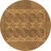 Round Persian Brown Traditional Rug, tr1833brn