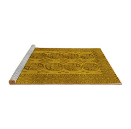 Sideview of Machine Washable Persian Yellow Traditional Rug, wshtr1833yw