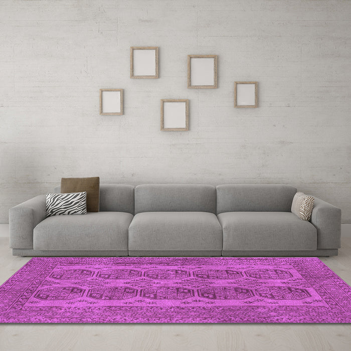 Machine Washable Persian Purple Traditional Area Rugs in a Living Room, wshtr1833pur