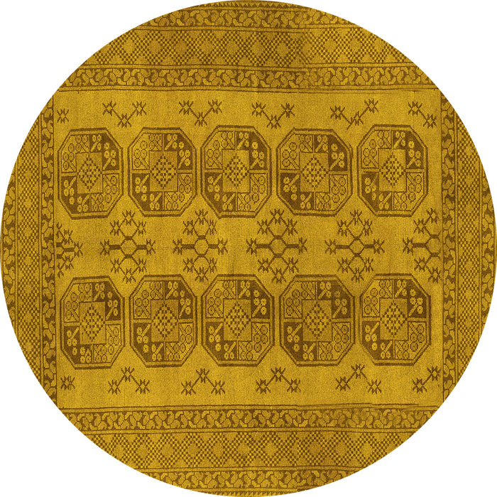 Round Persian Yellow Traditional Rug, tr1833yw