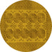 Round Persian Yellow Traditional Rug, tr1833yw
