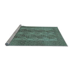 Sideview of Machine Washable Persian Light Blue Traditional Rug, wshtr1833lblu