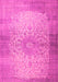Machine Washable Medallion Pink Traditional Rug, wshtr1834pnk