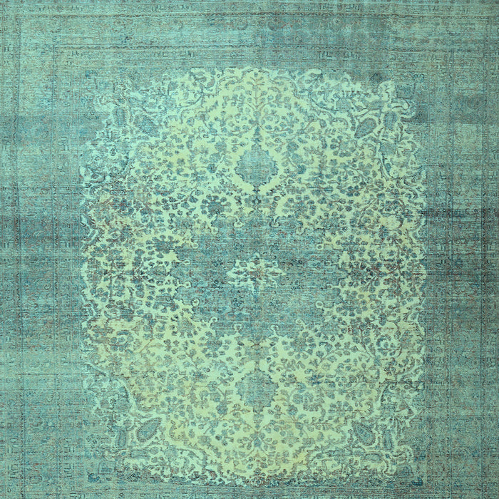 Square Medallion Light Blue Traditional Rug, tr1834lblu