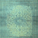 Square Medallion Light Blue Traditional Rug, tr1834lblu