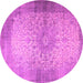 Round Medallion Purple Traditional Rug, tr1834pur