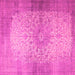 Square Machine Washable Medallion Pink Traditional Rug, wshtr1834pnk