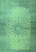 Machine Washable Medallion Turquoise Traditional Area Rugs, wshtr1834turq