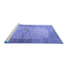 Sideview of Machine Washable Medallion Blue Traditional Rug, wshtr1834blu