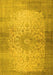 Machine Washable Medallion Yellow Traditional Rug, wshtr1834yw