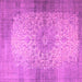 Square Machine Washable Medallion Purple Traditional Area Rugs, wshtr1834pur